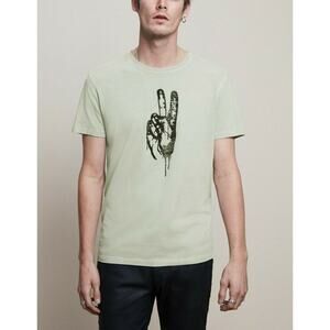 John Varvatos Star USA MED Men's Green Mist Stencil Peacehand Graphic T-Shirt